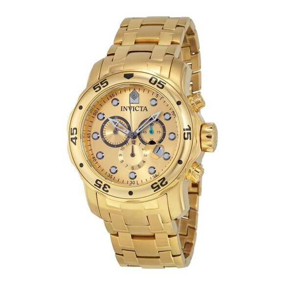 NWT Authentic Invicta Scuba Pro Diver Chronograph Gold Dial Gold-tone Men's Watc - Picture 1 of 3
